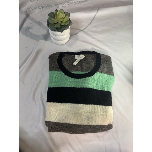 Madewell Sweaters - Madewell Wallace Thin Knit Heart Elbow Patches Sweater Top Sz L Wool Blend